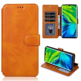 For Xiaomi Mi CC9 Pro Calf Texture Magnetic Buckle Horizontal Flip Leather Case with Holder & Card Slots & Wallet & Photo Frame(Khaki)