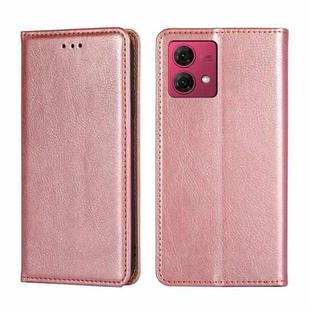 For Motorola Moto G84 5G Gloss Oil Solid Color Magnetic Leather Phone Case(Rose Gold)