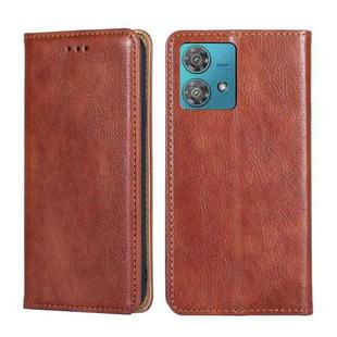 For Motorola Edge 40 Neo 5G Gloss Oil Solid Color Magnetic Leather Phone Case(Brown)