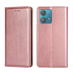 For Motorola Edge 40 Neo 5G Gloss Oil Solid Color Magnetic Leather Phone Case(Rose Gold)