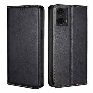 For Motorola Moto G24 4G Gloss Oil Solid Color Magnetic Leather Phone Case(Black)