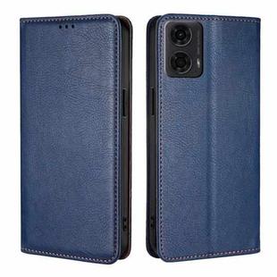 For Motorola Moto G24 4G Gloss Oil Solid Color Magnetic Leather Phone Case(Blue)