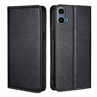 For Motorola Moto G34 5G Gloss Oil Solid Color Magnetic Leather Phone Case(Black)