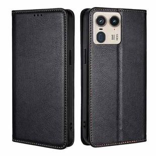 For Motorola Edge 50 Ultra Gloss Oil Solid Color Magnetic Leather Phone Case(Black)