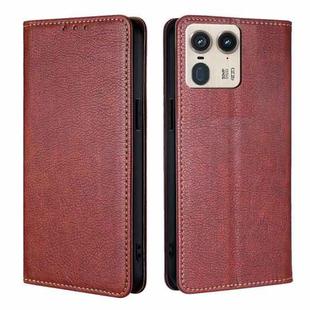 For Motorola Edge 50 Ultra Gloss Oil Solid Color Magnetic Leather Phone Case(Brown)