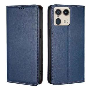 For Motorola Edge 50 Ultra Gloss Oil Solid Color Magnetic Leather Phone Case(Blue)