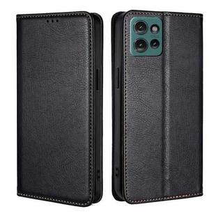 For Motorola Edge 50 5G Gloss Oil Solid Color Magnetic Leather Phone Case(Black)