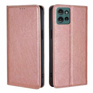 For Motorola Edge 50 5G Gloss Oil Solid Color Magnetic Leather Phone Case(Rose Gold)