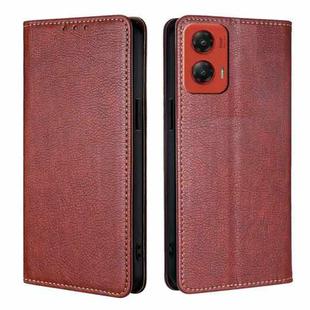 For Motorola Moto G Stylus 5G 2024 Gloss Oil Solid Color Magnetic Leather Phone Case(Brown)