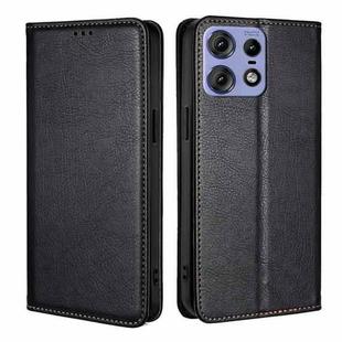 For Motorola Edge 50 Pro 5G Gloss Oil Solid Color Magnetic Leather Phone Case(Black)