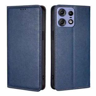 For Motorola Edge 50 Pro 5G Gloss Oil Solid Color Magnetic Leather Phone Case(Blue)