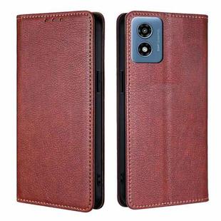 For Motorola Moto G 5G 2024 Gloss Oil Solid Color Magnetic Leather Phone Case(Brown)