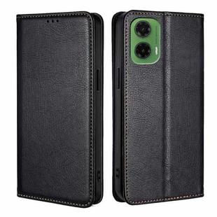 For Motorola Moto G35 5G Gloss Oil Solid Color Magnetic Leather Phone Case(Black)