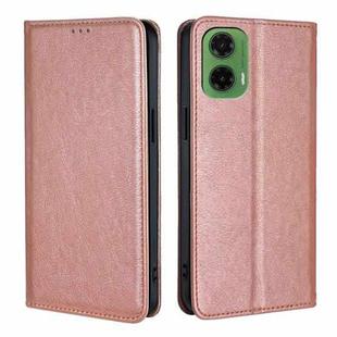 For Motorola Moto G35 5G Gloss Oil Solid Color Magnetic Leather Phone Case(Rose Gold)