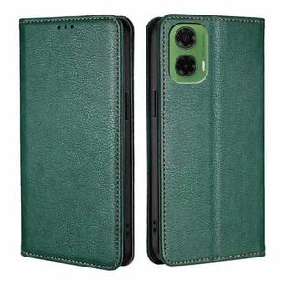 For Motorola Moto G35 5G Gloss Oil Solid Color Magnetic Leather Phone Case(Green)