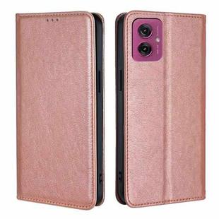 For Motorola Moto G55 5G Gloss Oil Solid Color Magnetic Leather Phone Case(Rose Gold)