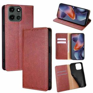 For Motorola Moto G 5G 2025 Gloss Oil Solid Color Magnetic Leather Phone Case(Brown)