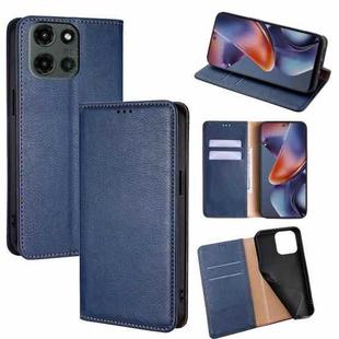 For Motorola Moto G 5G 2025 Gloss Oil Solid Color Magnetic Leather Phone Case(Blue)
