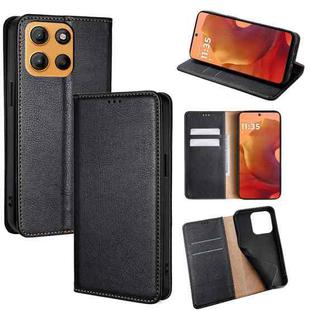 For Motorola Moto G15 / G15 Power Gloss Oil Solid Color Magnetic Leather Phone Case(Black)