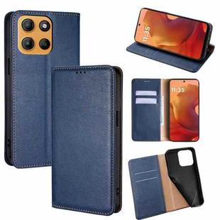 For Motorola Moto G15 / G15 Power Gloss Oil Solid Color Magnetic Leather Phone Case(Blue)
