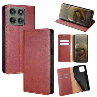For Motorola Edge 60 Pro 5G Gloss Oil Solid Color Magnetic Leather Phone Case(Brown)