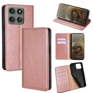 For Motorola Edge 60 Pro 5G Gloss Oil Solid Color Magnetic Leather Phone Case(Rose Gold)