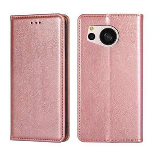 For Sharp Aquos Sense 8 SHG11/SH-54D Gloss Oil Solid Color Magnetic Leather Phone Case(Rose Gold)