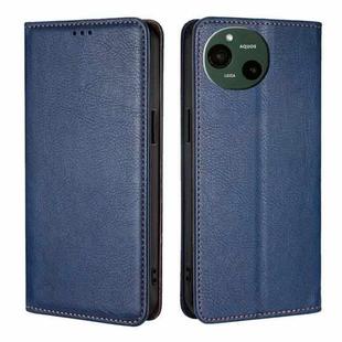 For Sharp Aquos R9 Gloss Oil Solid Color Magnetic Leather Phone Case(Blue)