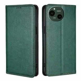 For Sharp Aquos R9 Gloss Oil Solid Color Magnetic Leather Phone Case(Green)