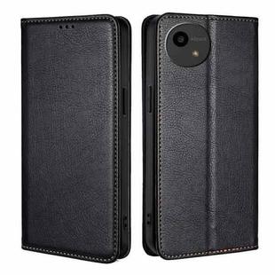 For Sharp Aquos wish4 Gloss Oil Solid Color Magnetic Leather Phone Case(Black)