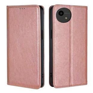 For Sharp Aquos wish4 Gloss Oil Solid Color Magnetic Leather Phone Case(Rose Gold)