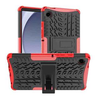 For Samsung Galaxy Tab A9 Tire Texture TPU + PC Tablet Case with Holder(Red)