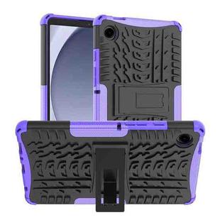 For Samsung Galaxy Tab A9 Tire Texture TPU + PC Tablet Case with Holder(Purple)
