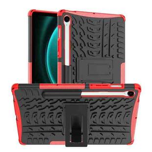 For Samsung Galaxy Tab S9 FE Tire Texture TPU + PC Tablet Case with Holder(Red)