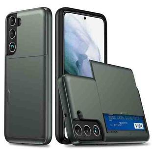 For Samsung Galaxy S25+ 5G Shockproof Armor Phone Case with Card Slot(Dark Green)