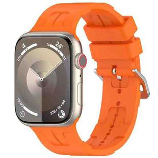 For Apple Watch SE 2023 44mm H Texture Silicone Ladder Buckle Watch Band(Orange)