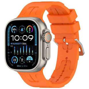 For Apple Watch Ultra 2 49mm H Texture Silicone Ladder Buckle Watch Band(Orange)