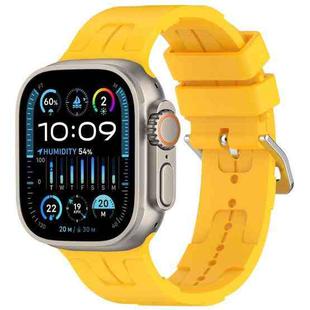 For Apple Watch Ultra 2 49mm H Texture Silicone Ladder Buckle Watch Band(Yellow)