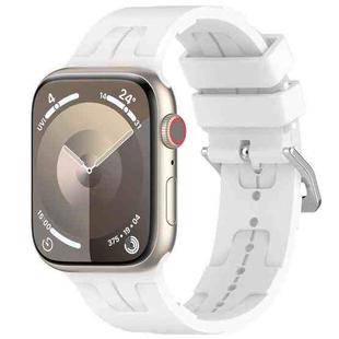For Apple Watch Series 9 41mm H Texture Silicone Ladder Buckle Watch Band(White)