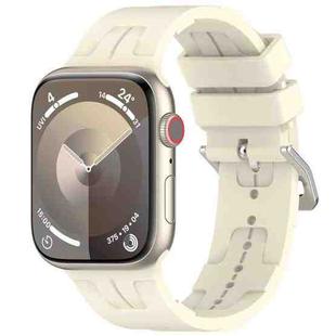 For Apple Watch Series 8 41mm H Texture Silicone Ladder Buckle Watch Band(Starlight)