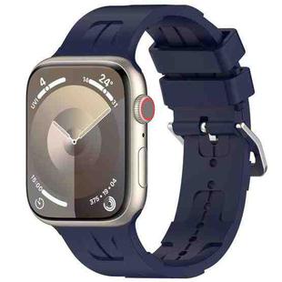 For Apple Watch Series 7 45mm H Texture Silicone Ladder Buckle Watch Band(Midnight)