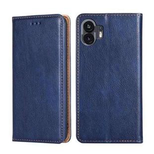 For Nothing Phone 2 Gloss Oil Solid Color Magnetic Leather Phone Case(Blue)