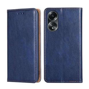 For OPPO A58 4G Gloss Oil Solid Color Magnetic Leather Phone Case(Blue)