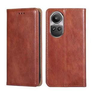 For OPPO Reno10 5G / Reno10 Pro 5G Global Gloss Oil Solid Color Magnetic Leather Phone Case(Brown)