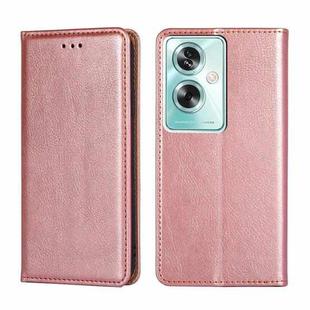 For OPPO A79 5G Global Gloss Oil Solid Color Magnetic Leather Phone Case(Rose Gold)