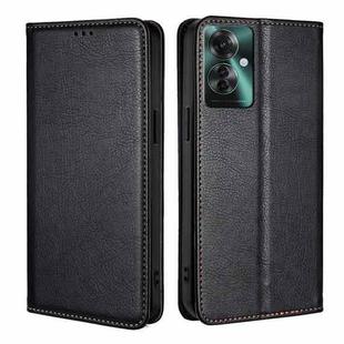 For OPPO Reno11 F 5G Gloss Oil Solid Color Magnetic Leather Phone Case(Black)