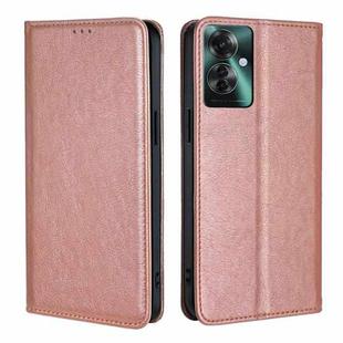 For OPPO Reno11 F 5G Gloss Oil Solid Color Magnetic Leather Phone Case(Rose Gold)