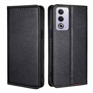 For OPPO A3 Pro 5G India Gloss Oil Solid Color Magnetic Leather Phone Case(Black)