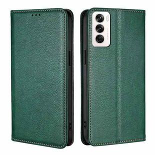 For OPPO Reno12 5G Global Gloss Oil Solid Color Magnetic Leather Phone Case(Green)