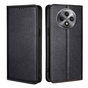 For OPPO Reno12 F 5G Gloss Oil Solid Color Magnetic Leather Phone Case(Black)